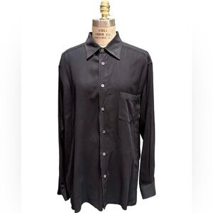 Ermenegildo Zegna Men’s Navy Blue Shirt XL Button Down Long Sleeve